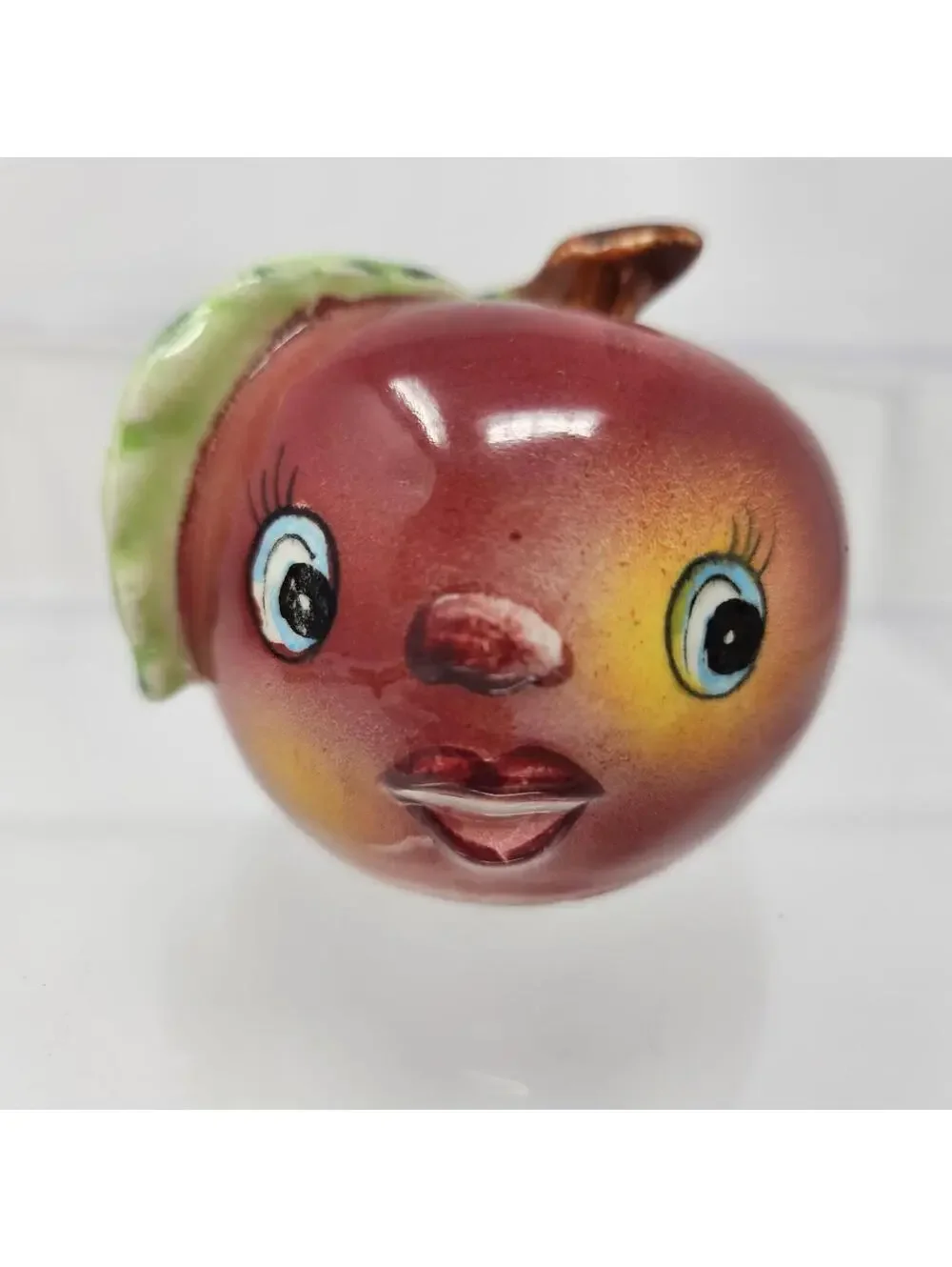Vintage Anthropomorphic Apple Head Salt And Pepper Shakers Japan MCM Cottagecore
